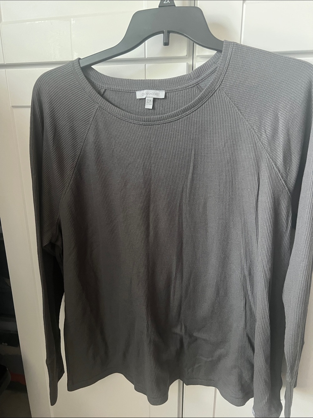 Ocean & Coast Women's Charcoal Waffle Long-Sleeve Crew Tee